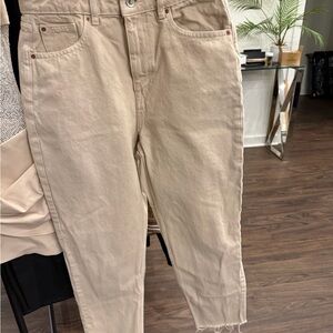 Zara Women's Cream Straight Leg Jeans